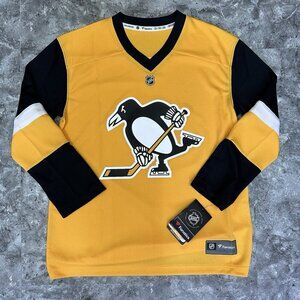 Pittsburgh Penguins Jersey XL YOUTH Fanatics NHL Yellow Black Hockey NWT